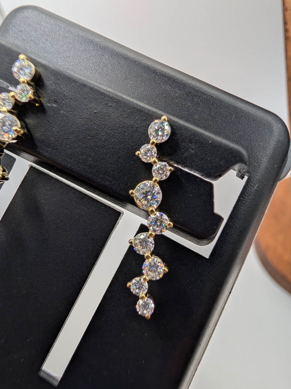 1.00 CTW Moissanite Ear Climbers .925 Sterling Silver Gold Plated Crawler